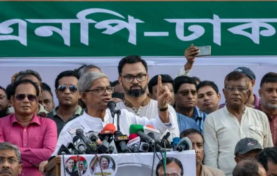 BNP Secretary General Mirza Fakhrul Islam Alamgir addresses a protest rally on the occasion of International Day of Democracy at Naya Paltan in the capital on Friday afternoon. Photo: Mahmud Hossain Opu/Dhaka Tribune