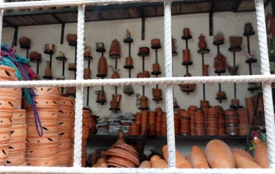 The undated photo shows displaying decorated clay items at a pottery shop in Rayerbazar area of Dhaka. Photo: Famiha Suhrawardy/Dhaka Tribune