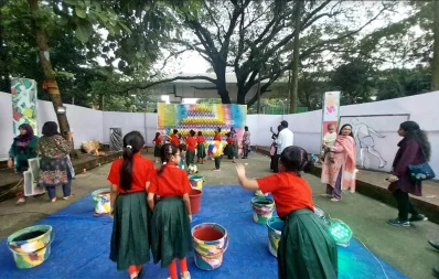 Children engage in different games at the Bangladesh Shishu Academy on Saturday, October 7, 2023. Photo: Dhaka Tribune