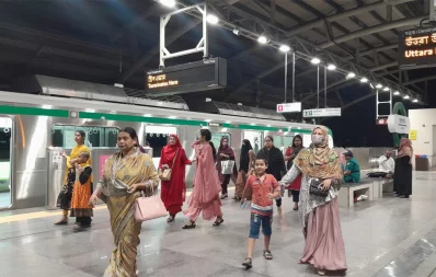 In this undated photo passengers are seen boarding the train at a metro rail station in Dhaka. Photo: Collected