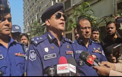 Industrial police DIG Md Jakir Hossain Khan speaking during his visit to a factory in Konabari, Gazipur on Saturday, November 11, 2023. Photo: Dhaka Tribune