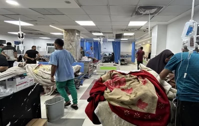 Patients and medics are pictured at Al-Shifa hospital in Gaza City on November 10, 2023, amid ongoing battles between Israel and the Palestinian Hamas movement. Photo: AFP