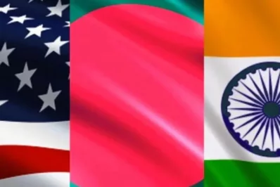 combo of flags of India, Bangladesh, and US. Photo: Collected