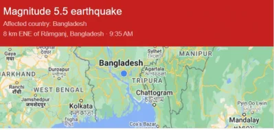 The image taken from USGS shows the details of earthquake that hit Bangladesh on Saturday morning, December 2, 2023. Photo: USGS