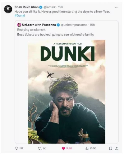 SRK Twitts Dunki poster made by Mahadi