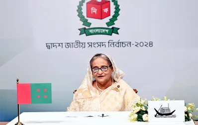 Prime Minister Sheikh Hasina speaks in a televised address to the nation on Thursday, January 4, 2024. Photo: PID