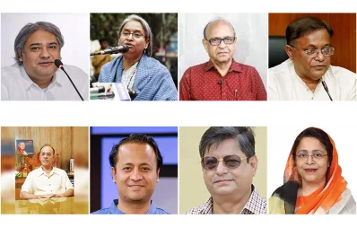 Combination of pictures show (clockwise) Mohammad A Arafat, Dipu Moni, Dr Samanta Lal Sen, Hasan Mahmud, Lt Col Muhammad Faruk Khan, Mohibul Hasan Chowdhury, Obaidul Muktadir Chowdhury, Simeen Hussain Rimi. Photo: Dhaka Tribune