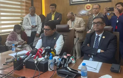 State Minister for ICT, Zunaid Ahmed Palak, speaks at a program at the ministry on Monday, January 15, 2024. Photo: UNB