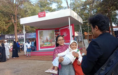 People visit the Amar Ekushey Boi Mela on the Bangla Academy premises in Dhaka on Sunday, February 4, 2024. Photo: Dhaka Tribune