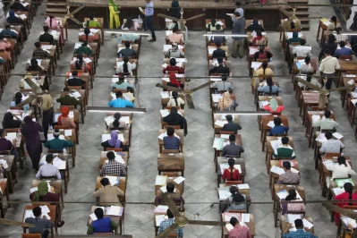 The image shows an exam centre of admission test of Dhaka University on Friday, February 23, 2024. Photo: Photo: Ahadul Karim Ahad/Dhaka Tribune