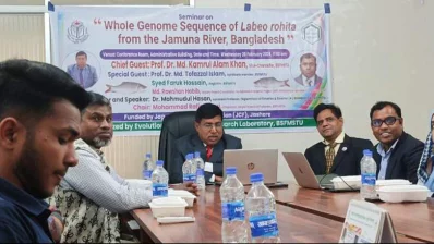 A press conference is held to present the information officially in the conference room of the vice-chancellor of the Bangamata Sheikh Fojilatunnesa Mujib Science & Technology University in Jamalpur on Wednesday afternoon, February 28, 2024. Photo: Dhaka Tribune