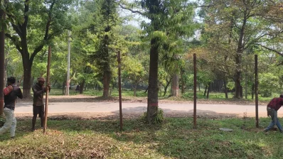 Construction on the campus ongoing despite students` protest at Jahangirnagar University. Photo: Dhaka Tribune