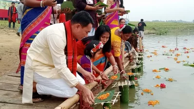 The image shows celebration of Boisabi in Rangamati. Photo: Dhaka Tribune