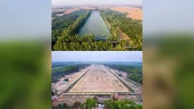 The before-after image shows the difference of Altadighi National Park. Photo: Dhaka Tribune