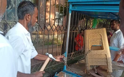 The image shows the eviction drive conducted at Dhaka University on Tuesday, September 10, 2024. Photo: Dhaka Tribune