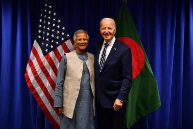 US President Joe Biden holds a bilateral meeting with Bangladesh Chief Adviser Professor Muhammad Yunus on the sidelines on the UN General Assembly in New York on Tuesday, September 24, 2024. Photo: CA’s Press Wing