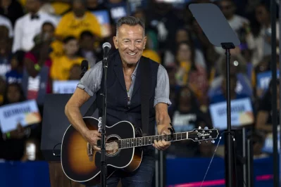 US singer-songwriter Bruce Springsteen performs during a campaign event for US Vice President and Democratic presidential candidate Kamala Harris at James R Hallford Stadium in Clarkston, Georgia on October 24, 2024. Photo: AFP