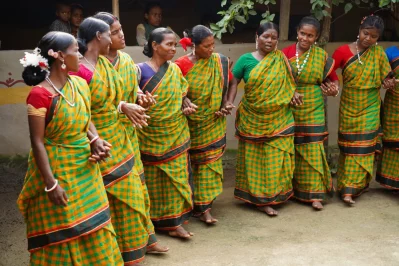 Santal women perform a traditional dance move in Godagari, Rajshahi. Photo: Reaz Ahmad and Brac