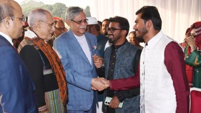 The President Mohammed Shahabuddin and the President of East Timor exchanged greetings with distinguished citizens at the Victory Day reception event at Bangabhaban on Monday, December 16, 2024. Photo: PID