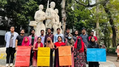 Anti-rape protests at Dhaka University. Photo: Bangla Tribune