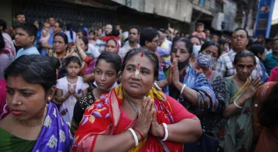 Hindu devotees take part in the annual festival of Rath Yatra, or chariot procession in Dhaka on June 27, 2025. Photo: Mehedi Hasan/Dhaka Tribune