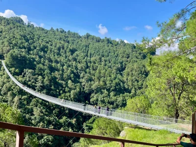 Image of a suspension bridge in Pokhara Nepal, showcasing its structure and scenic surroundings. Photo: Yousha Tashfi/Dhaka Tribune.