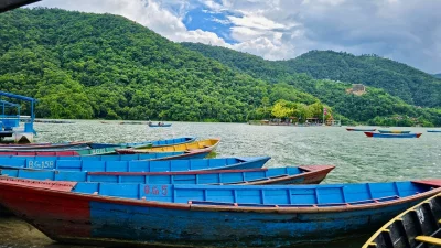 Image shows the scenic beauty and colourful boats on Phewa Lake in Pokhara. Photo: Yousha Tashfi/Dhaka Tribune