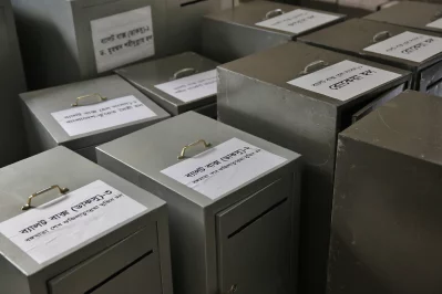 Ballot boxs of Ducsu is placed inside the polling center during the election. Photo: Ahadul Karim Khan/Dhaka Tribune