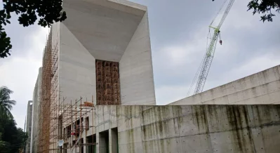 The construction of the modern building of the Sufia Kamal National Public Library is expected to be completed between June and December 2027. Photo: Dhaka Tribune