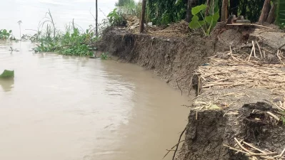 The erosion of the river