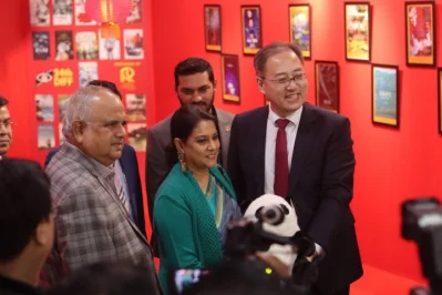 Guests with the festival director. Photo: Dhaka Tribune