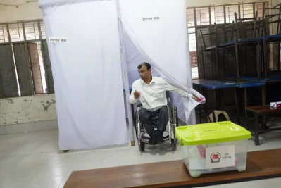 A mock polling station for person with disability.