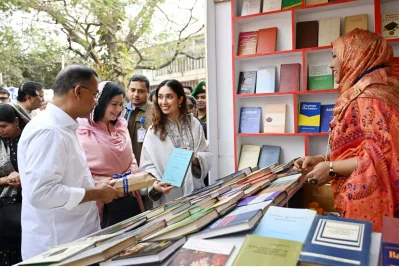 Prime Minister Tarique Rahman inaugurates the month-long Amar Ekushey Book Fair 2026 at the Bangla Academy premises in Dhaka on Thursday, on February 26, 2026.