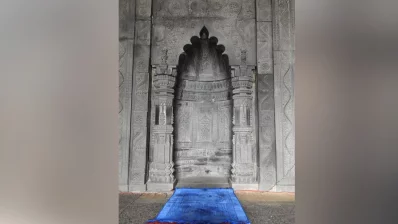 Intricately carved stone mihrab of the Kusumba Mosque. Photo: Collected