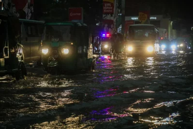 Residents of the capital face difficulties as heavy rainfall causes waterlogging on several city roads.