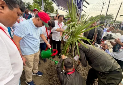 Prime Minister Tarique Rahman inaugurates the re-excavation work of the nearly extinct Dharar (Boilor) Canal in Dariarpur, Trishal Upazila, Mymensingh, on May 23, 2026.