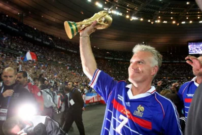 Didier Deschamps with the World Cup trophy in 1998