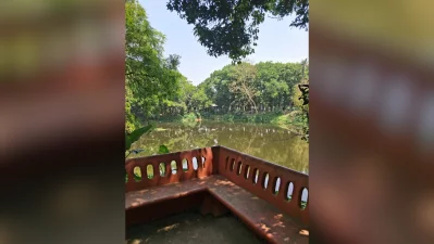 The scenic pond at the Sir Jagadish Chandra Bose Complex in Rarikhal, Munshiganj