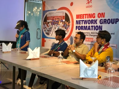 Representatives of LEEDO attend the launch of the Young Journalists Network Group to promote ethical journalism and child rights advocacy, in Dhaka on Wednesday, July 1, 2026. Photo: Dhaka Tribune