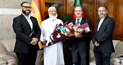 Leader of the Opposition Dr Md Shafiqur Rahman meets Spanish Ambassador Gabriel Maria Sistiaga Ochoa de Chinchetru, discussing post-election situation and bilateral issues at National Parliament Building on Sunday, July 5, 2026. Photo: Courtesy
