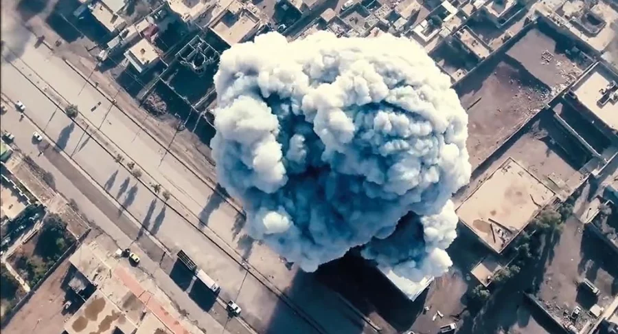 A screenshot of an apaprent bombing scene in a latest Islamic State video which featured a Bangladeshi terrorist from Chittagong, Neaz Morshed Raja