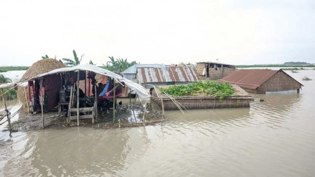 Rising water levels have inundated Kurigram on Thursday, July 7, 2024. Photo: Bangla Tribune