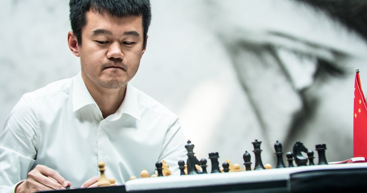 China's Ding Liren plays against Russia's Ian Nepomniachtchi