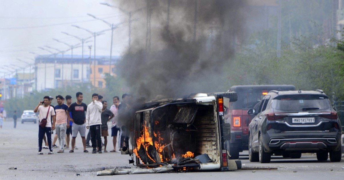 Manipur violence Mobs clash with security forces in Imphal 2 injured