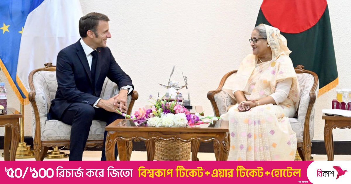 Talks between PM Hasina, French President Macron underway