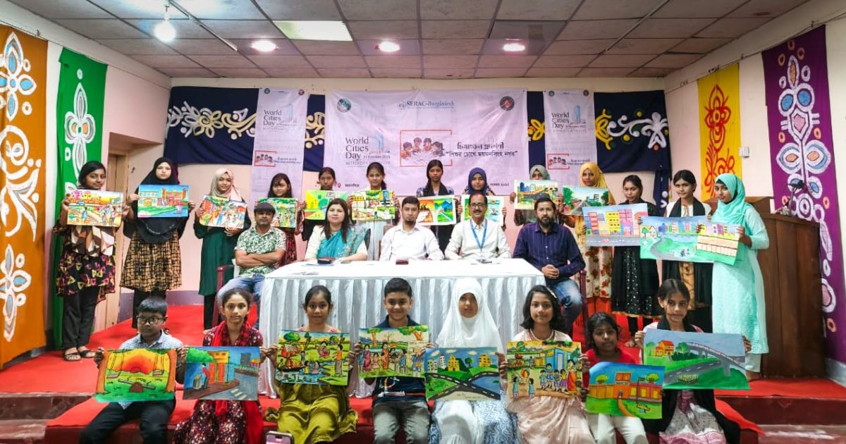 Children paint visions of a humane and inclusive city in Mymensingh