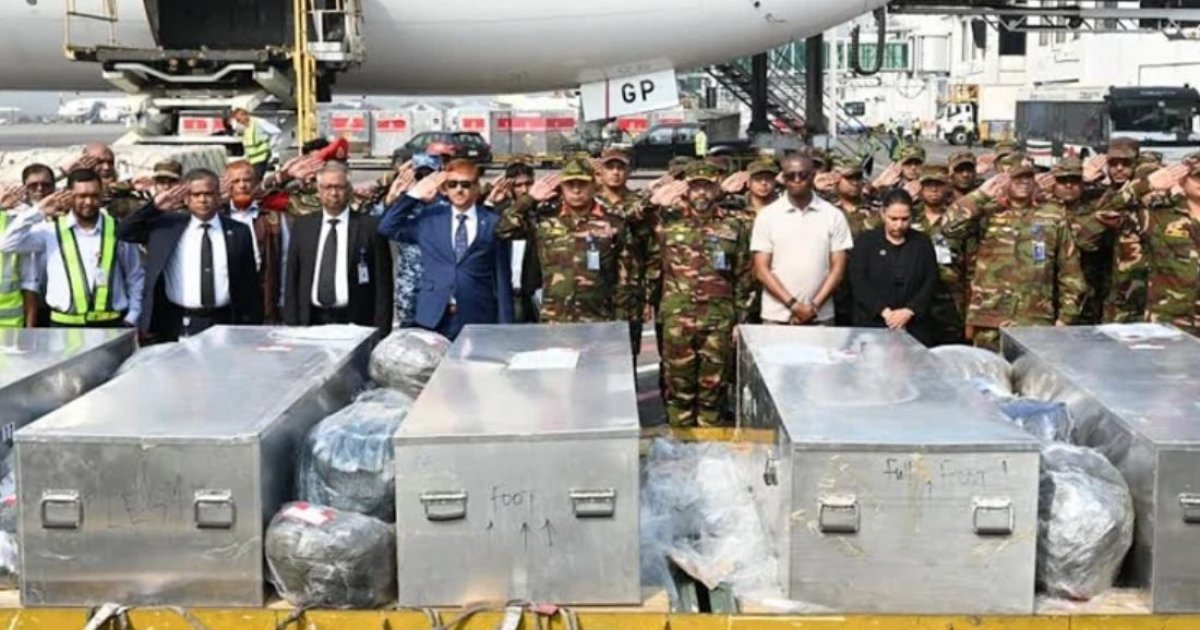 Bodies of Bangladesh Army peacekeepers arrive home after drone attack in Sudan