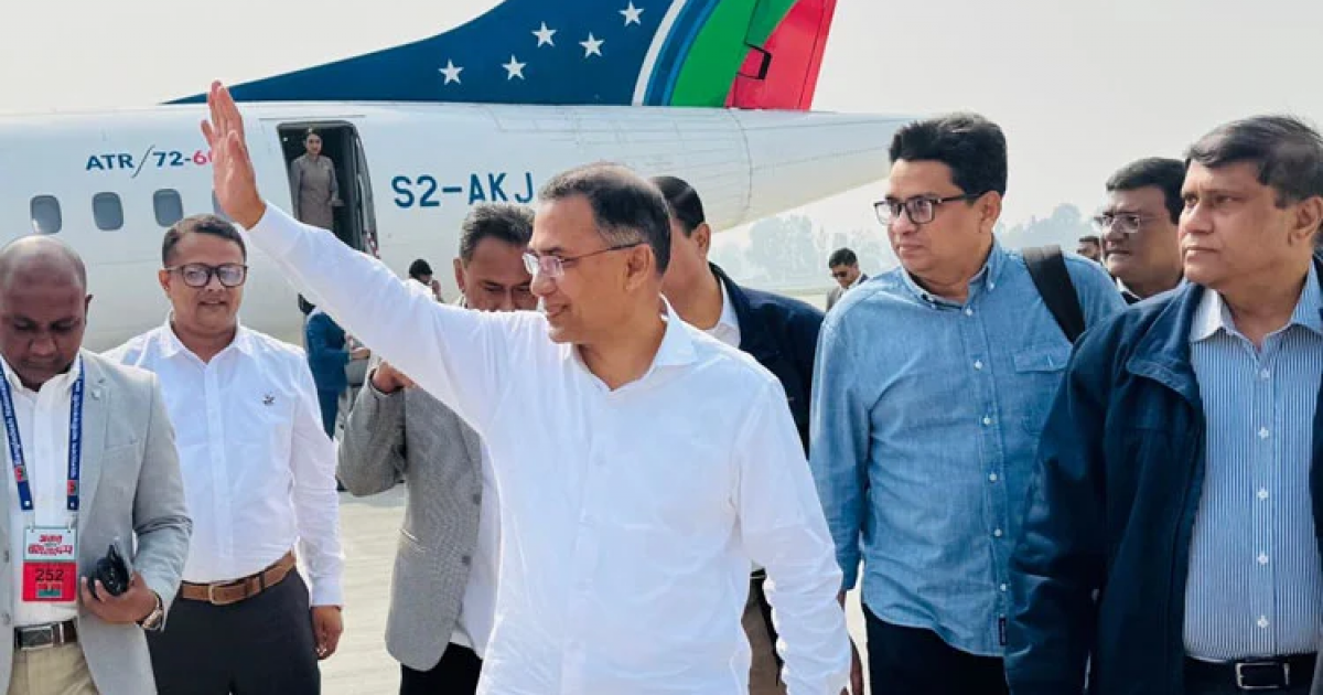 Tarique Rahman arrives at Thakurgaon rally stage