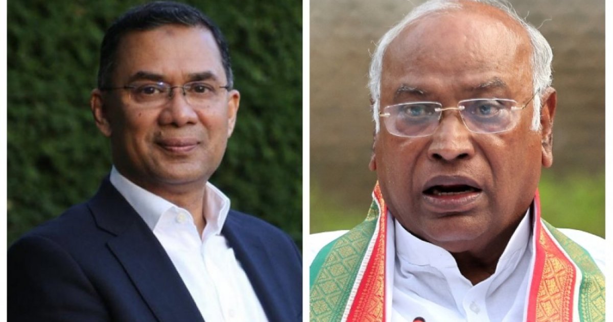 Indian National Congress chief Mallikarjun Kharge congratulates Tarique Rahman
