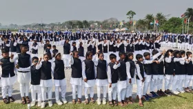 Children replicate Bangabandhu's speech in Tungipara